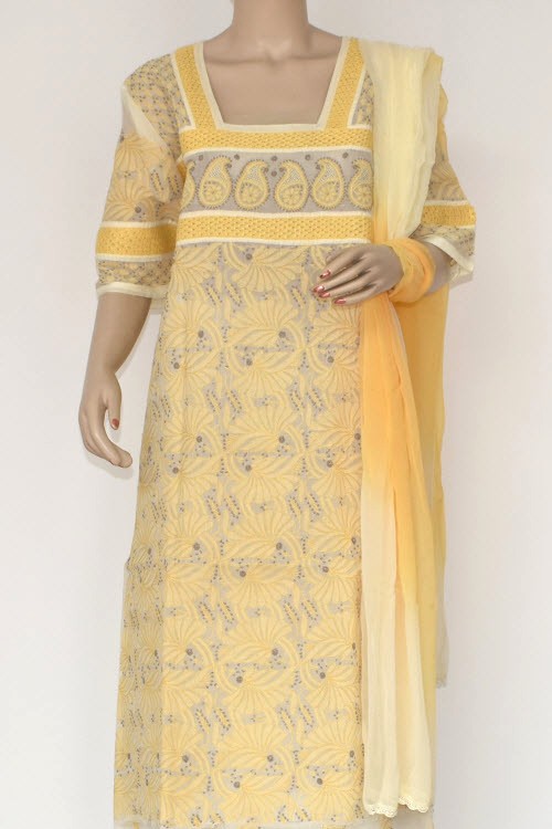 Yellow Chikankari Salwar Kameez with Dupatta 17870
