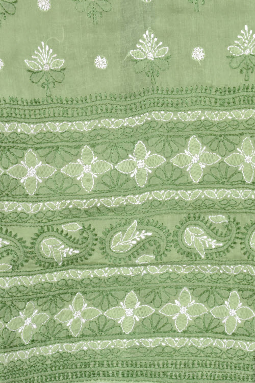 XL 44 Pista Green Chikankari Stitched Cotton Kurti 17882