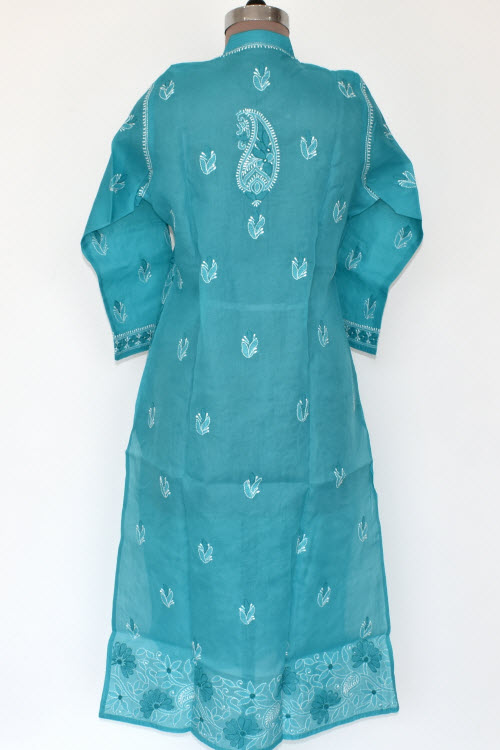 L 42 Pherozi Blue Chikankari Stitched Cotton Kurti 17884
