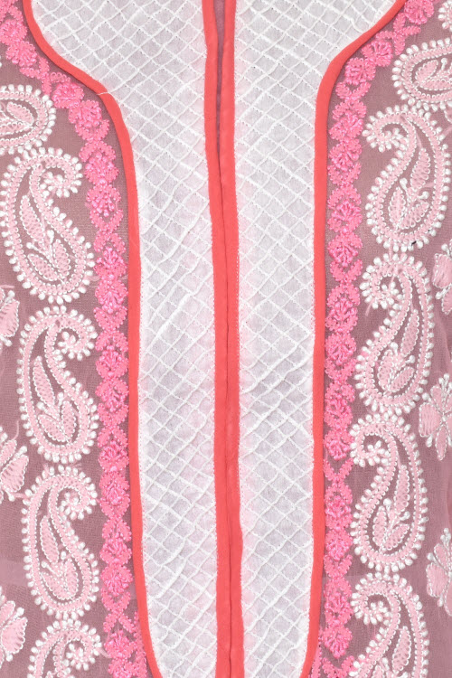 L 42 Pink Chikankari Stitched Georgette Kurti 17899