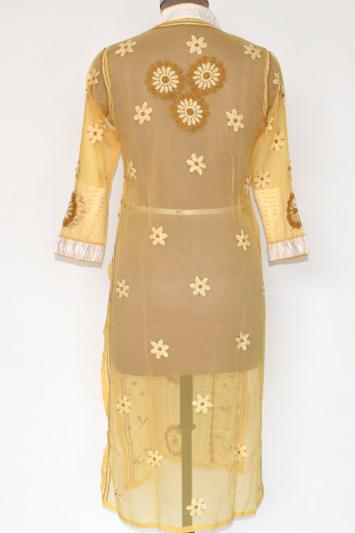 S 38 Beige Chikankari Stitched Georgette Kurti 17901