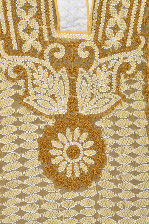S 38 Beige Chikankari Stitched Georgette Kurti 17901