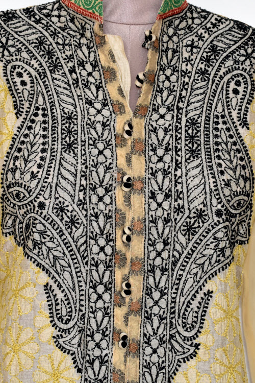 XL 44 Fawn Chikankari Stitched Georgette Kurti