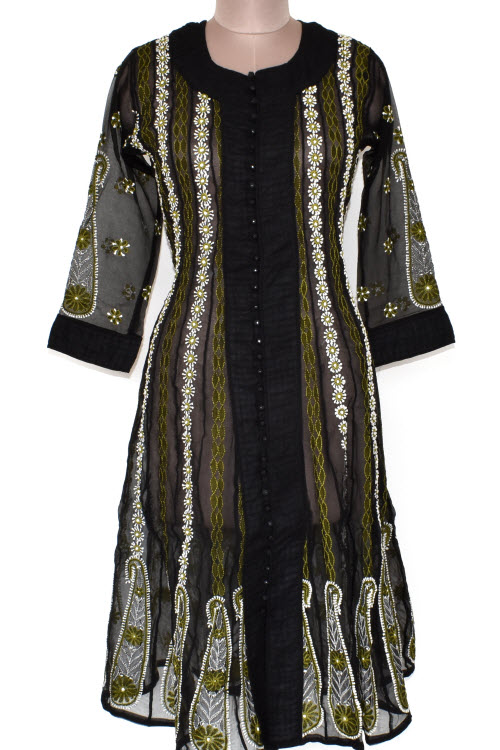 M 40 Black Chikankari Stitched Georgette Anarkali