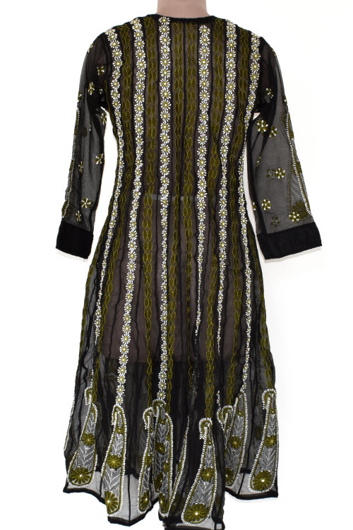 M 40 Black Chikankari Stitched Georgette Anarkali