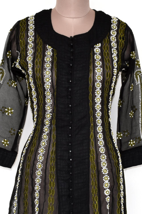 M 40 Black Chikankari Stitched Georgette Anarkali