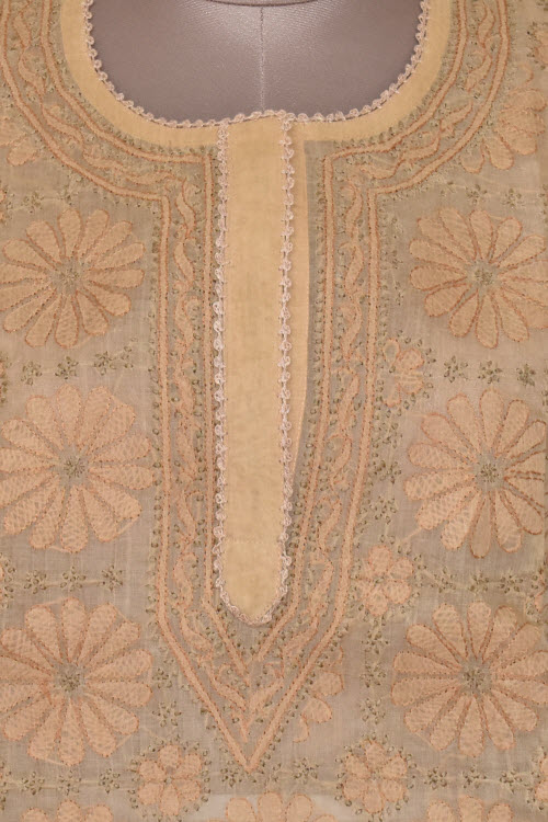 M 40 Fawn Chikankari Stitched Cotton Short Kurti 17908