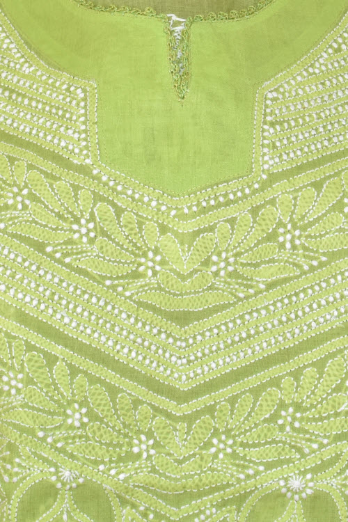 M 40 Pista Green Chikankari Stitched Cotton Short Sleeveless Kurti 17918