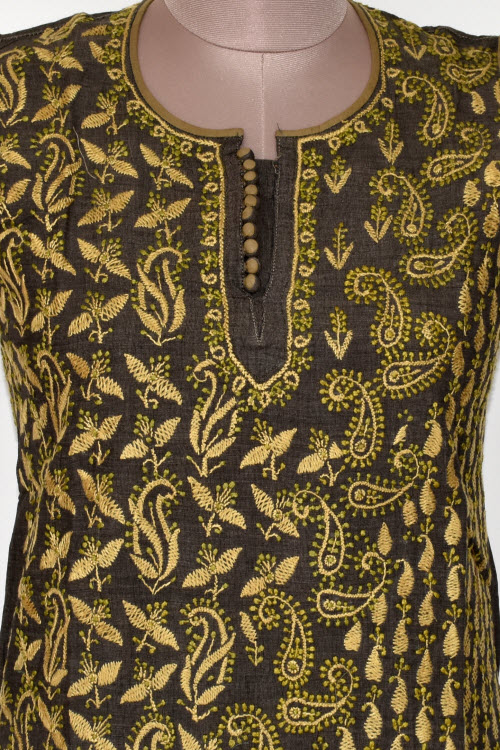XS 36 Black- Fawn Chikankari Stitched Cotton Short Kurti 17930