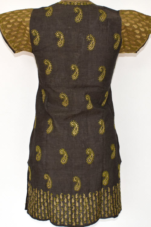 XS 36 Black- Fawn Chikankari Stitched Cotton Short Kurti 17930