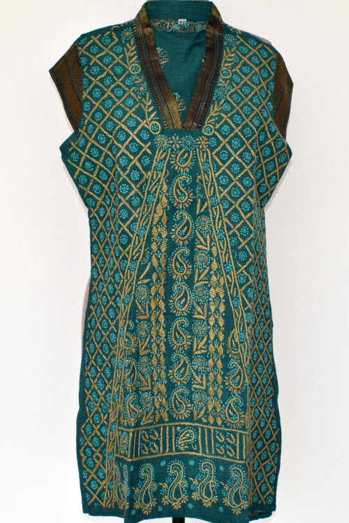 XXS 34 Sea Green Chikankari Stitched Cotton Short Kurti 17931