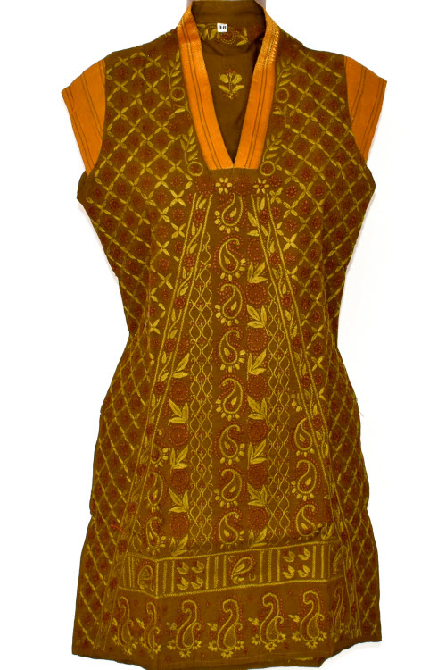 XXS 34 Maroon Chikankari Stitched Cotton Short Kurti 17933