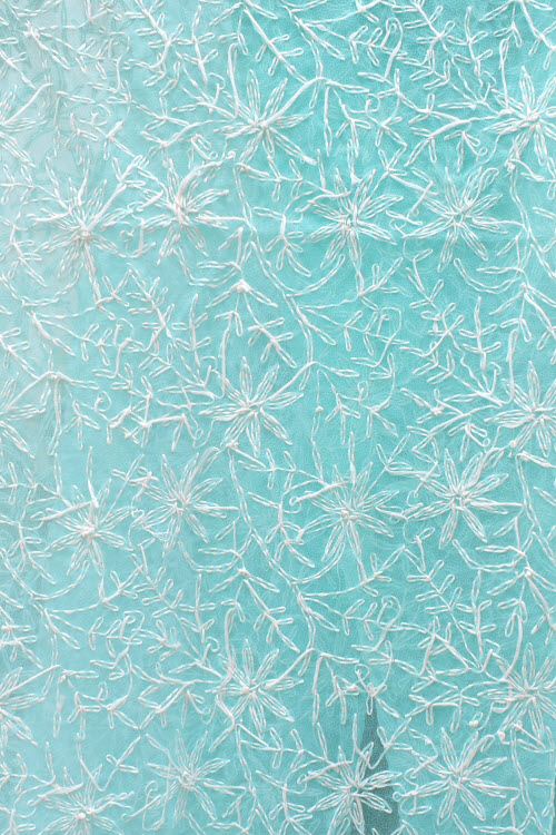 Sea Green Tepchi Work Chikankari Dupatta 17952