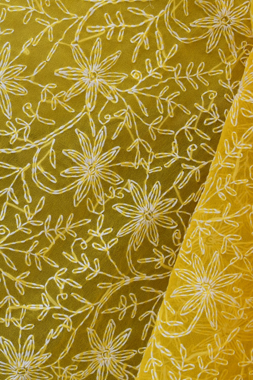 Mango Yellow Tepchi Work Chikankari Dupatta 17955
