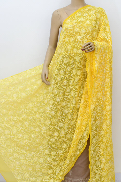 Golden Yellow Tepchi Work Chikankari Dupatta 17990