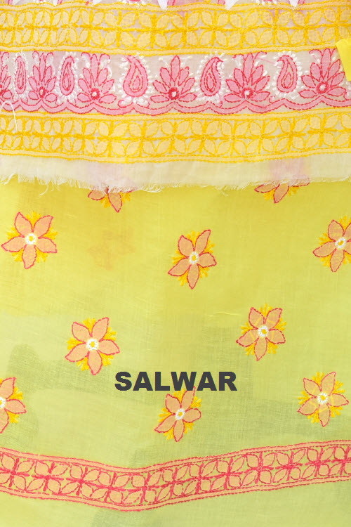 White-Yellow-Pink Chikankari Salwar Kameez with Dupatta