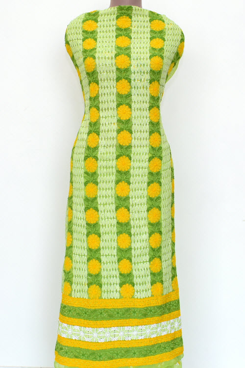 Green-Yellow Chikankari Salwar Kameez with Dupatta 18015