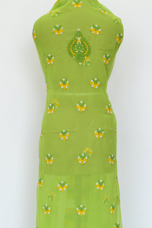 Green-Yellow Chikankari Salwar Kameez with Dupatta 18015