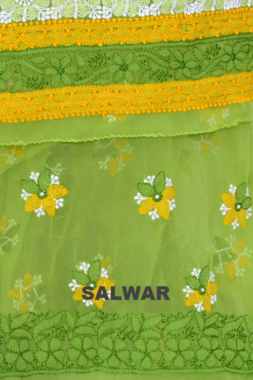 Green-Yellow Chikankari Salwar Kameez with Dupatta 18015
