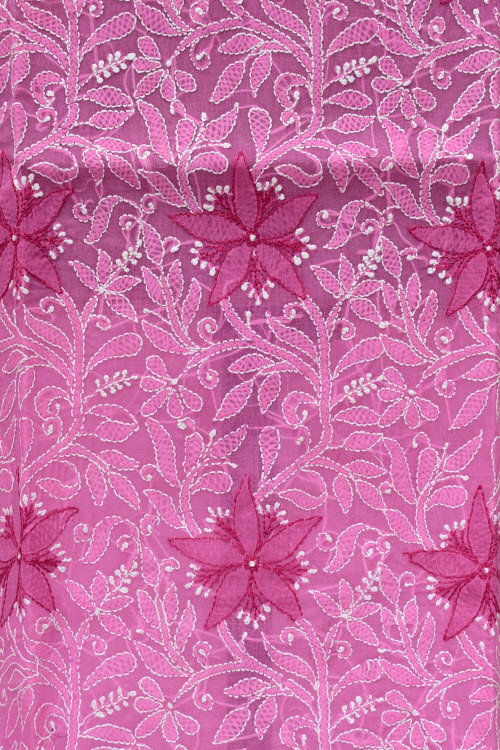 L 42 Pink Chikankari Stitched Cotton Kurti 18019