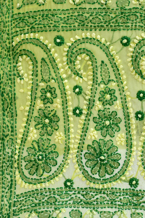 L 42 Yellow-Green Chikankari Stitched Cotton Kurti 18023