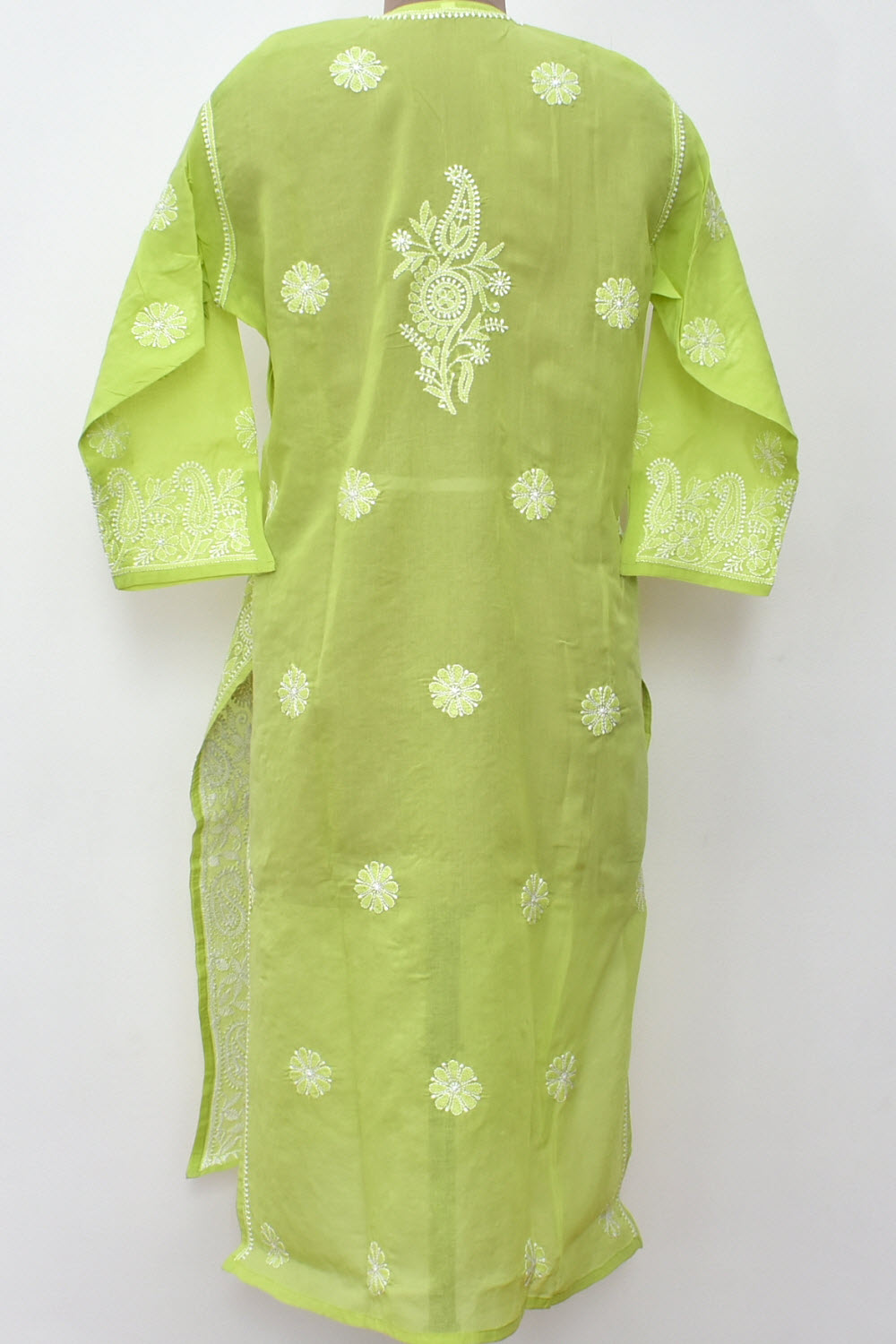 XL 44 Mehandi Green Chikankari Hand Embroidered Stitched Kurti 18104