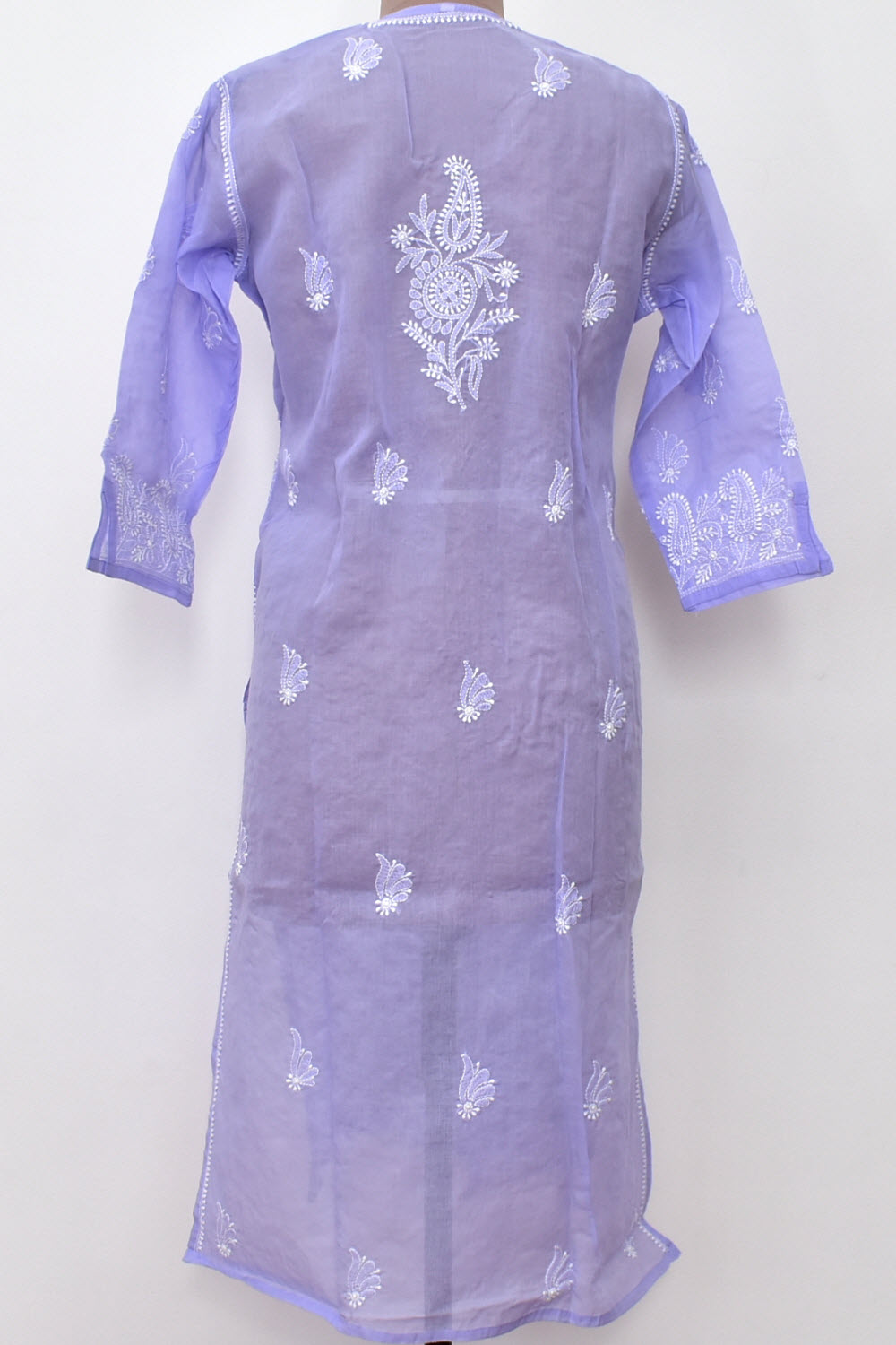 L 42 Lavender Chikankari Hand Embroidered Stitched Kurti 18107