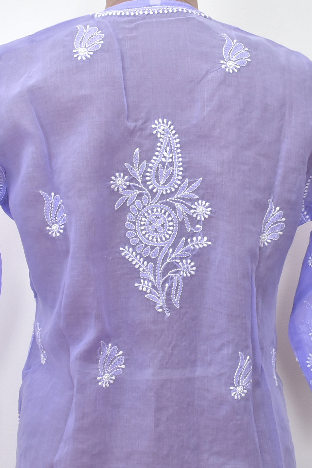 L 42 Lavender Chikankari Hand Embroidered Stitched Kurti 18107