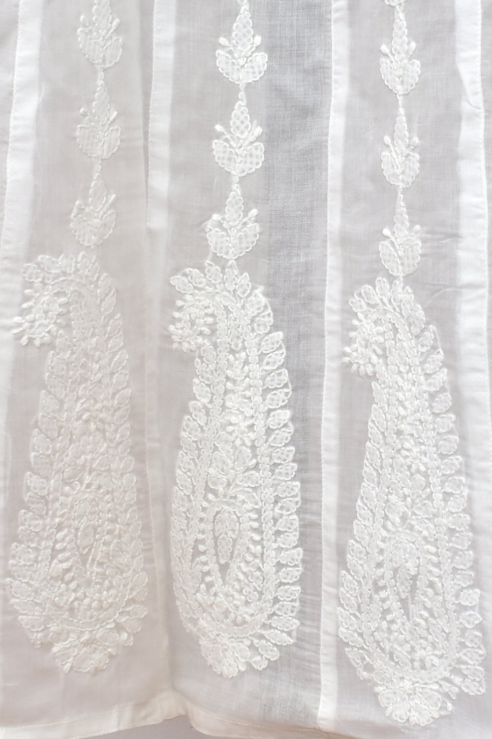 XS 36 White Allover Hand Embroidered Chikankari Stitched Cotton Anarkali 18116