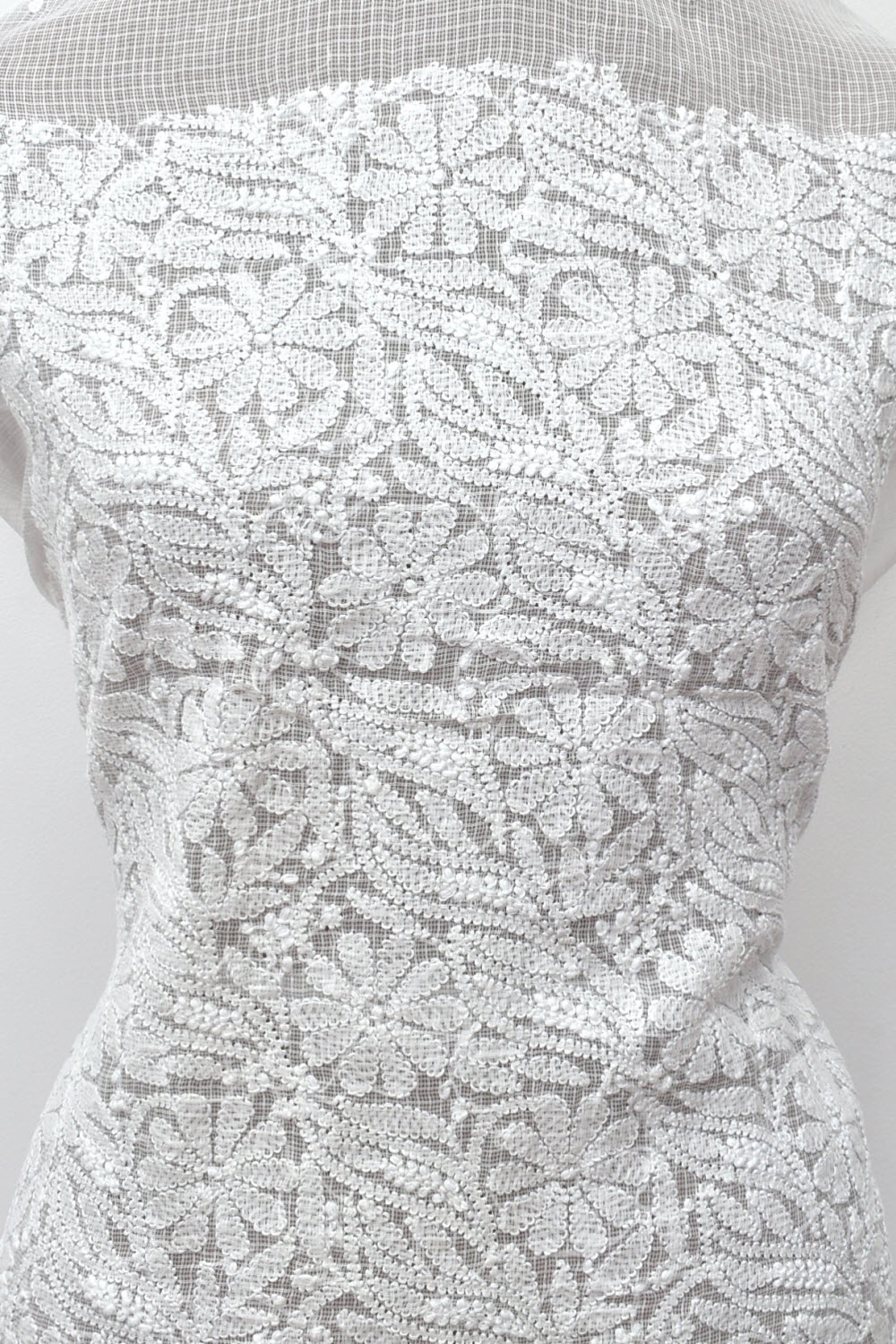 White Chikankari Kota Cotton Kurti Fabric 18118