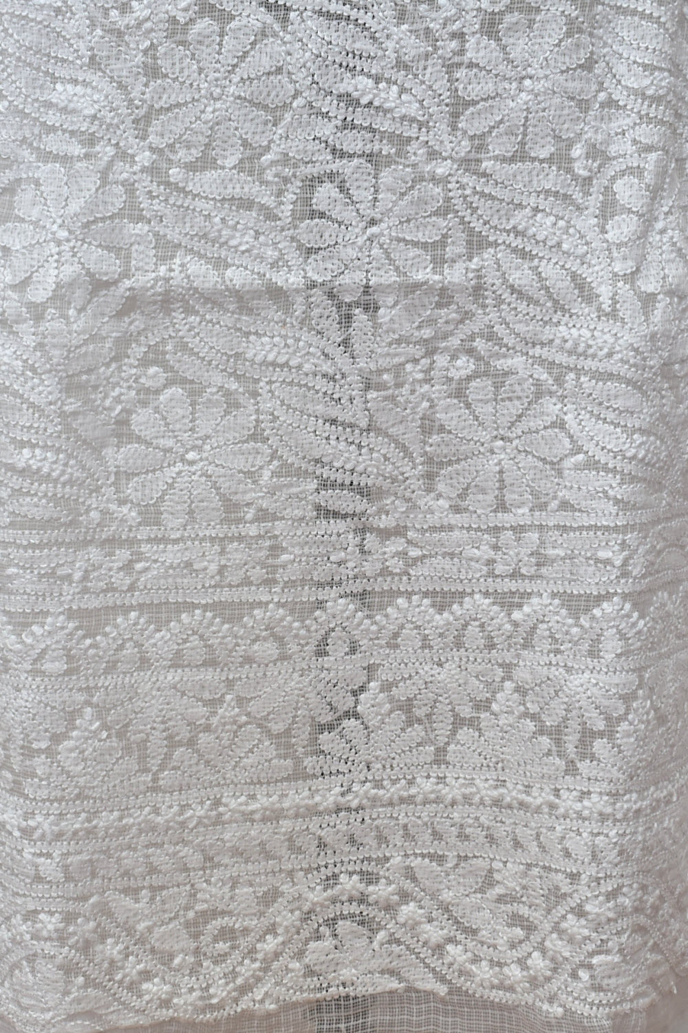 White Chikankari Kota Cotton Kurti Fabric 18118
