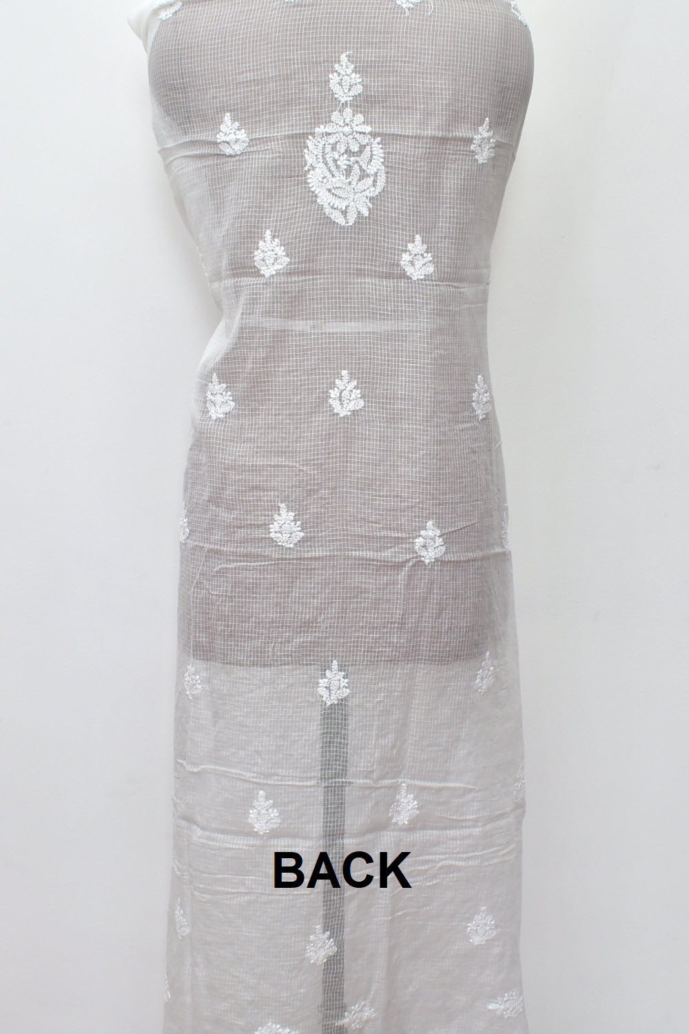 White Chikankari Kota Cotton Kurti Fabric 18118
