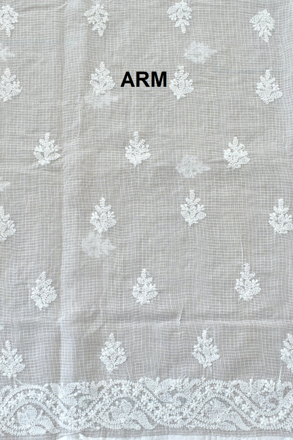 White Chikankari Kota Cotton Kurti Fabric 18118