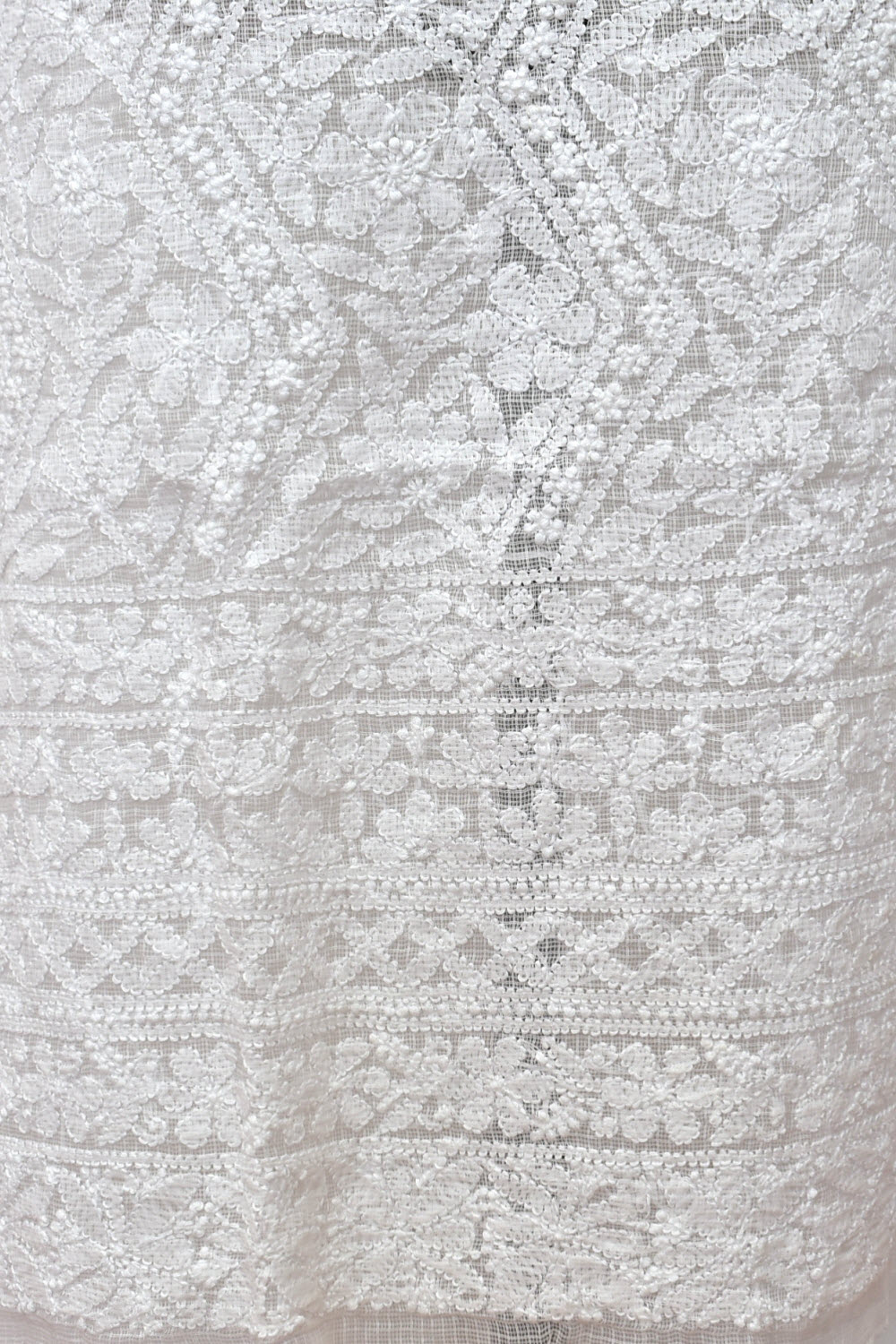 White Chikankari Kota Cotton Kurti Fabric 18119