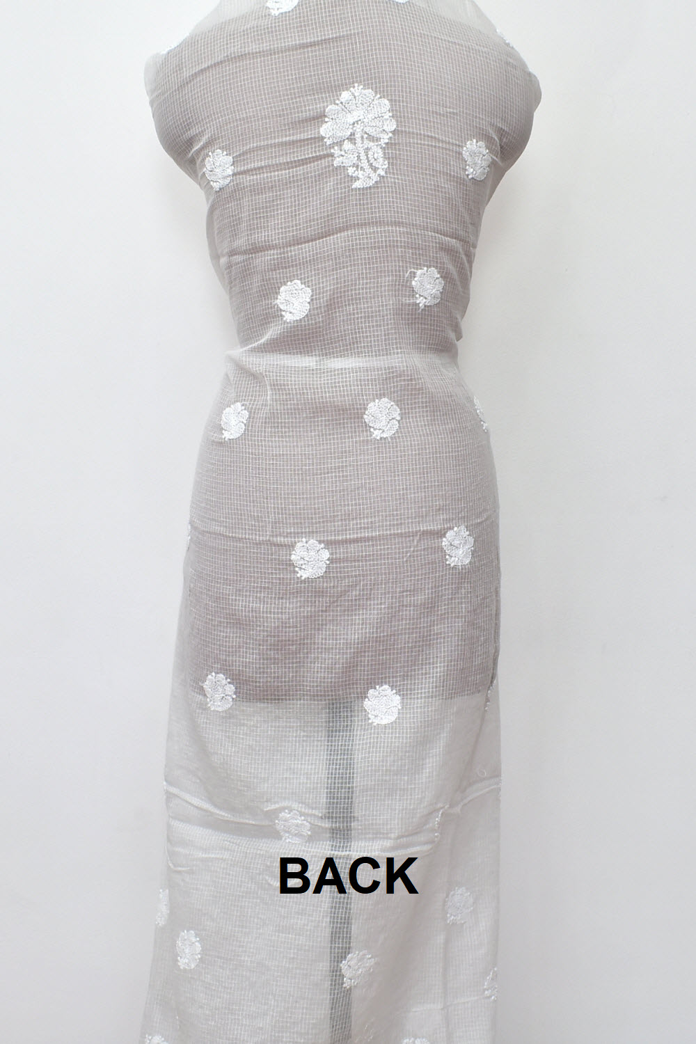 White Chikankari Kota Cotton Kurti Fabric 18119