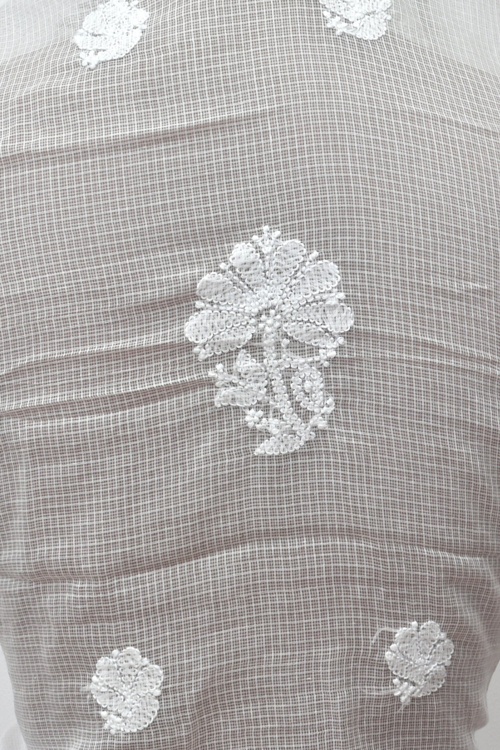White Chikankari Kota Cotton Kurti Fabric 18119