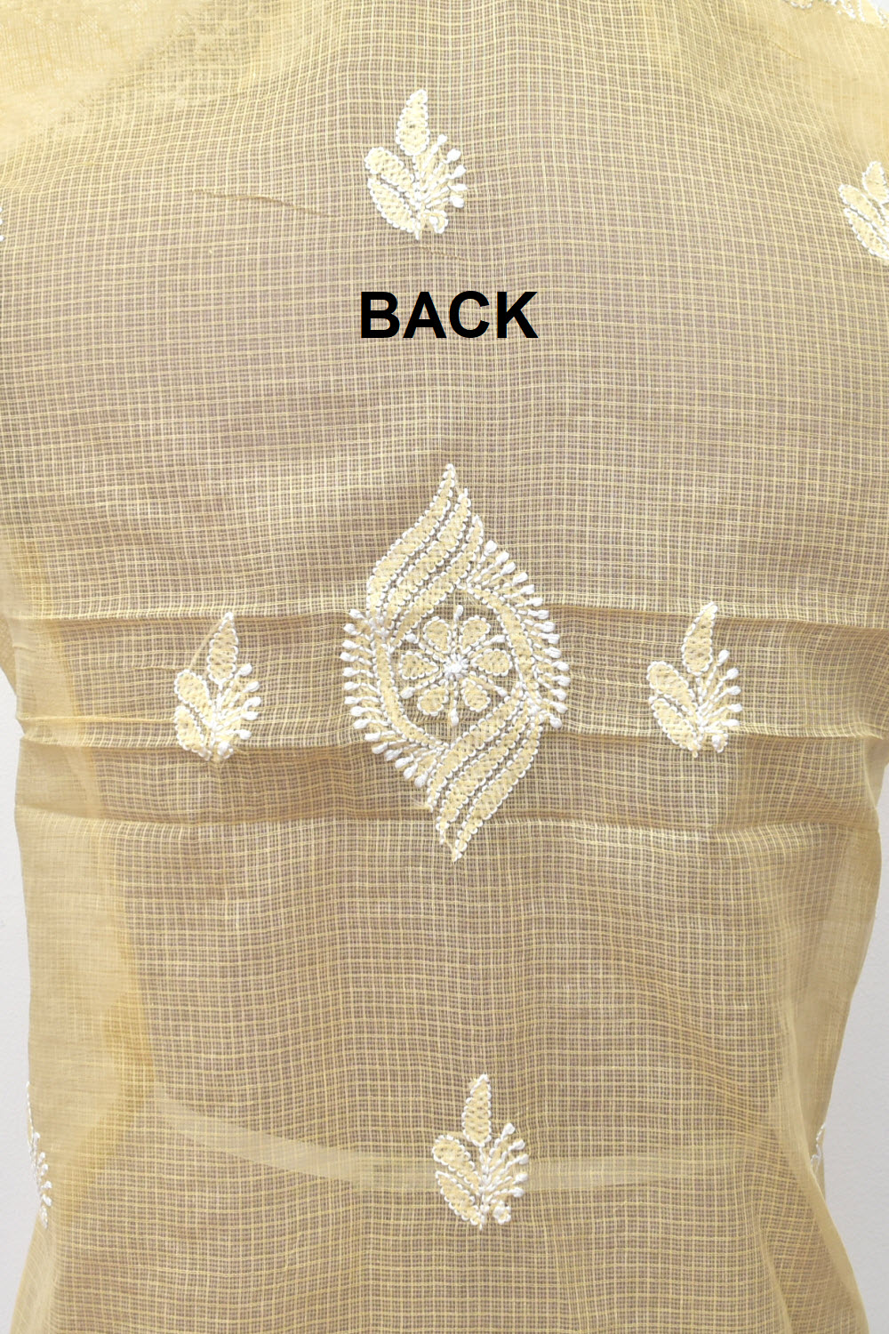 Fawn Hand Embroidered Chikankari Kota Cotton Kurti Fabric with Dupatta 18124