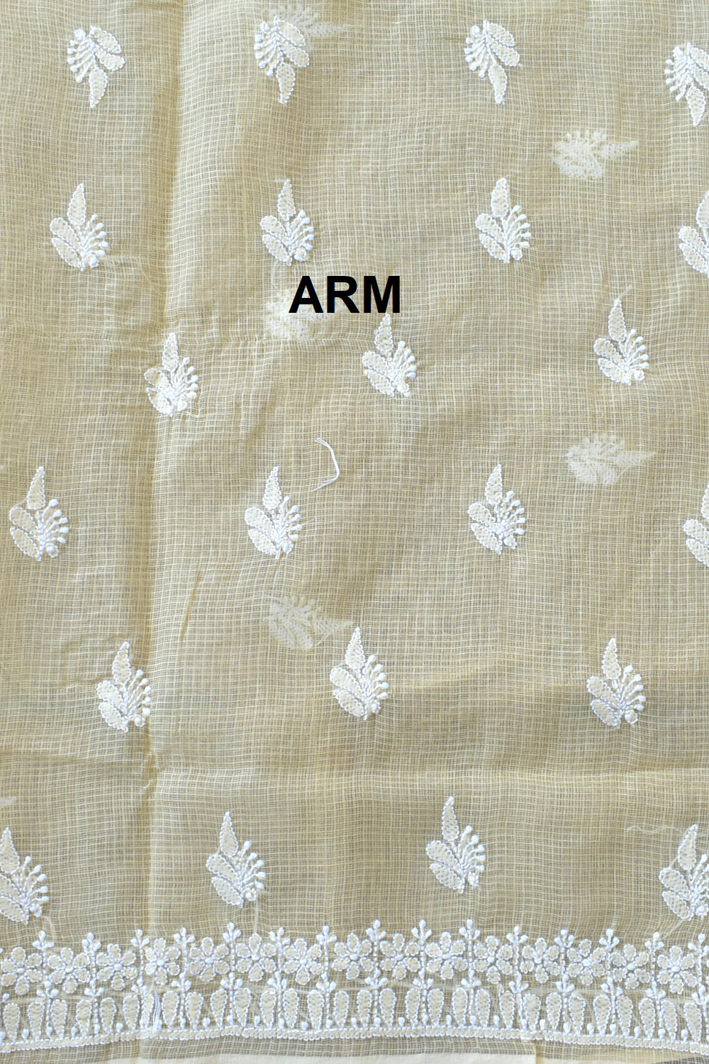 Fawn Hand Embroidered Chikankari Kota Cotton Kurti Fabric with Dupatta 18124