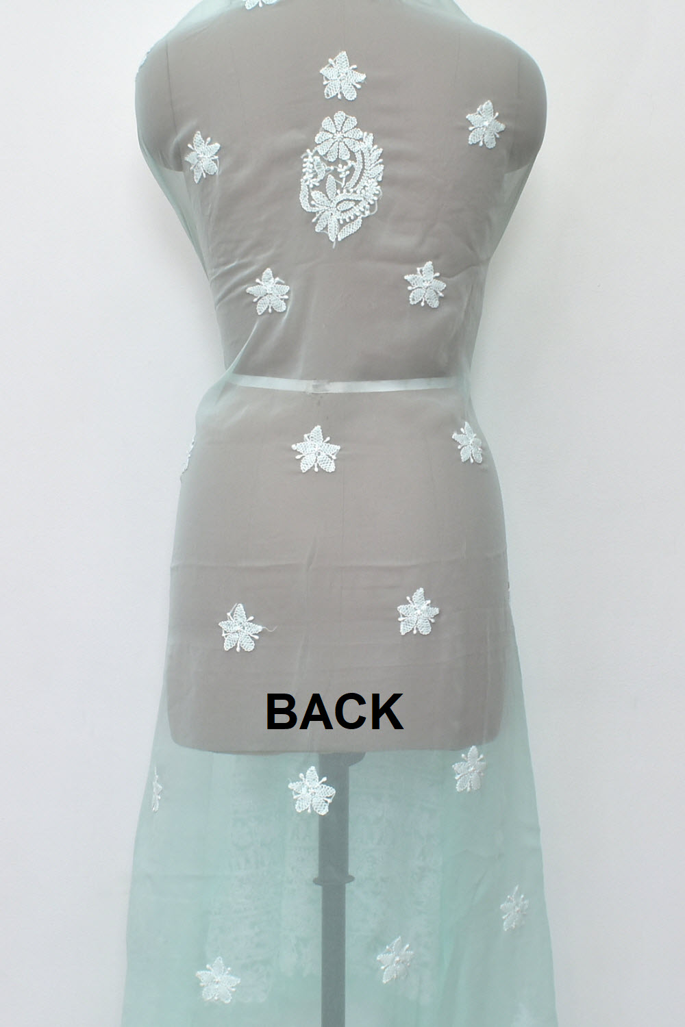 Sea Green Hand Embroidered Chikankari Salwar Kameez with Dupatta 18129