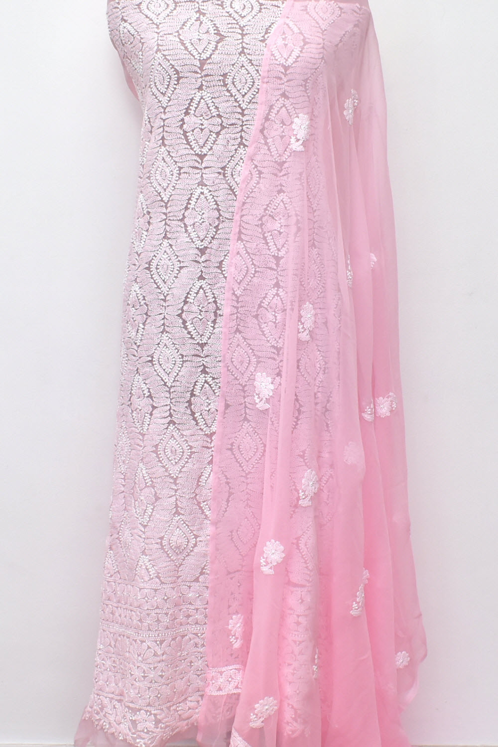 Pink Hand Embroidered Chikankari Salwar Kameez with Dupatta 18132