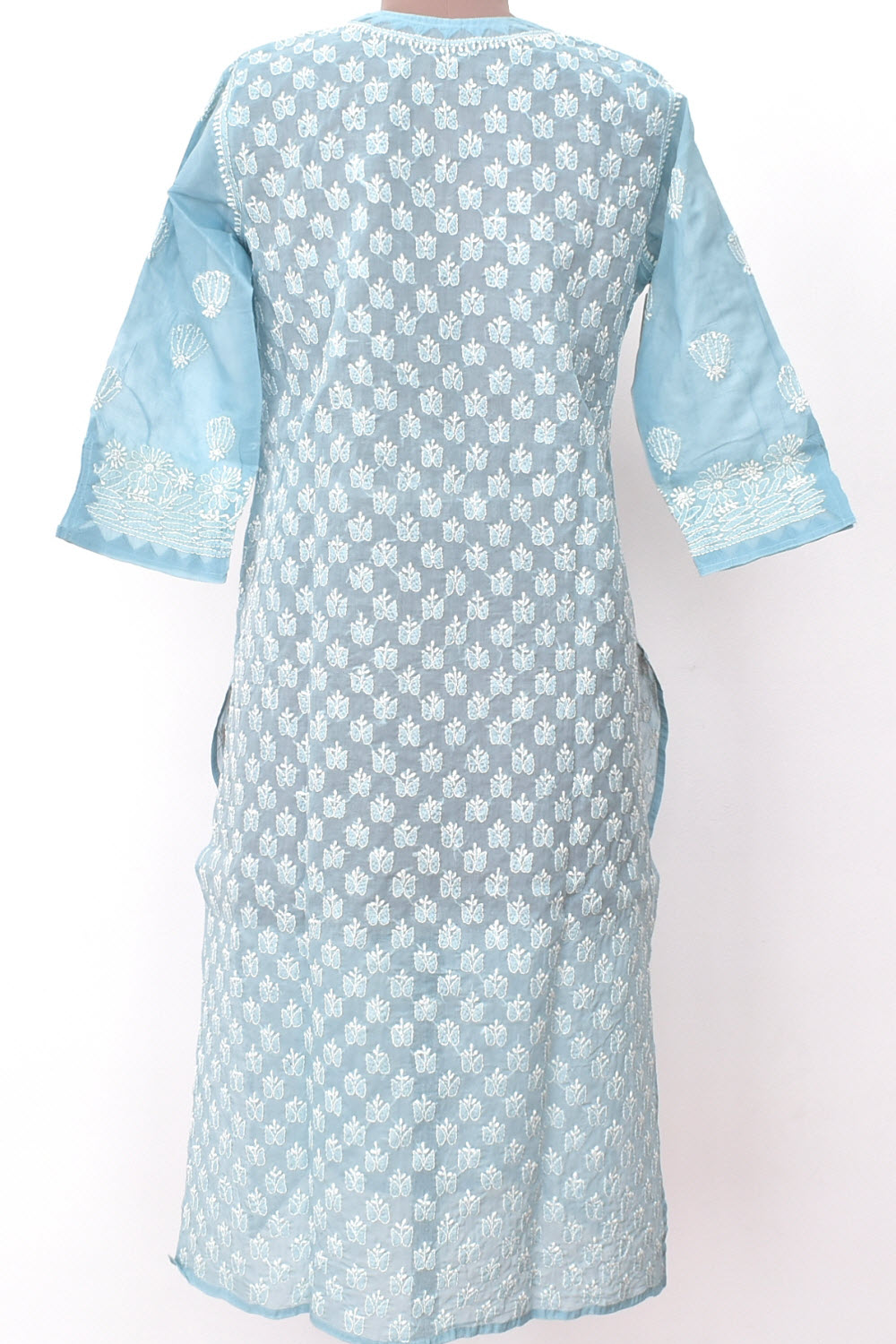 M 40 Grey Allover Chikankari Stitched Cotton Kurti 18306