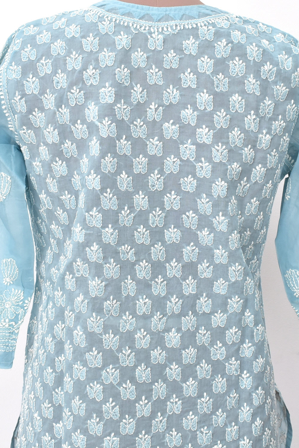 M 40 Grey Allover Chikankari Stitched Cotton Kurti 18306