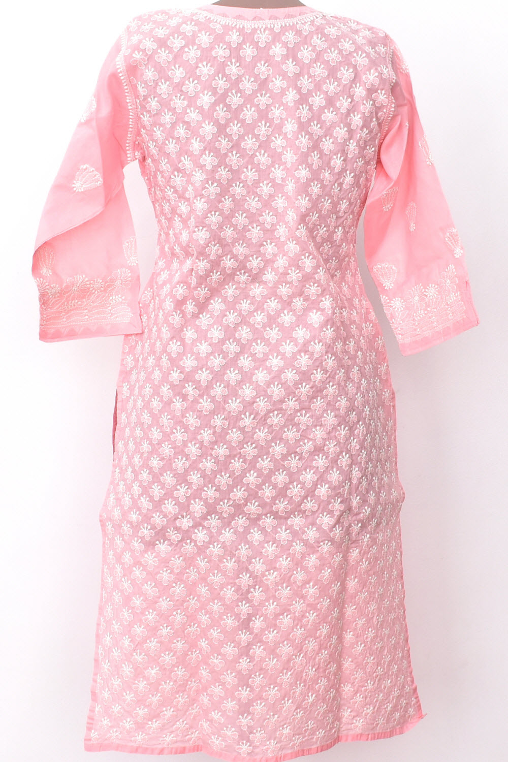 M 40 Peach Chikankari Stitched Cotton Kurti 18308