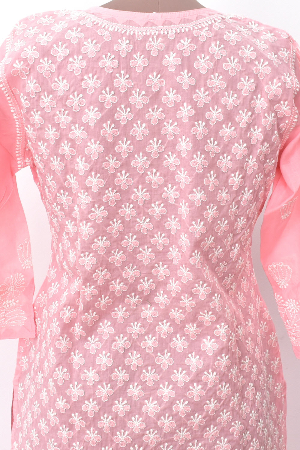 M 40 Peach Chikankari Stitched Cotton Kurti 18308