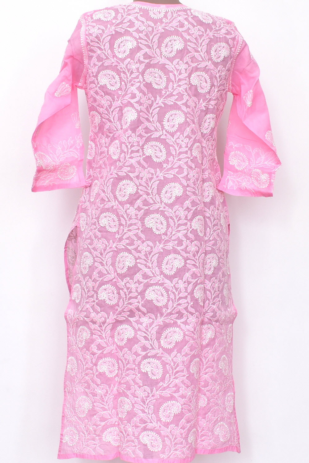 M 40 Pink Allover Chikankari Stitched Cotton Kurti 18310