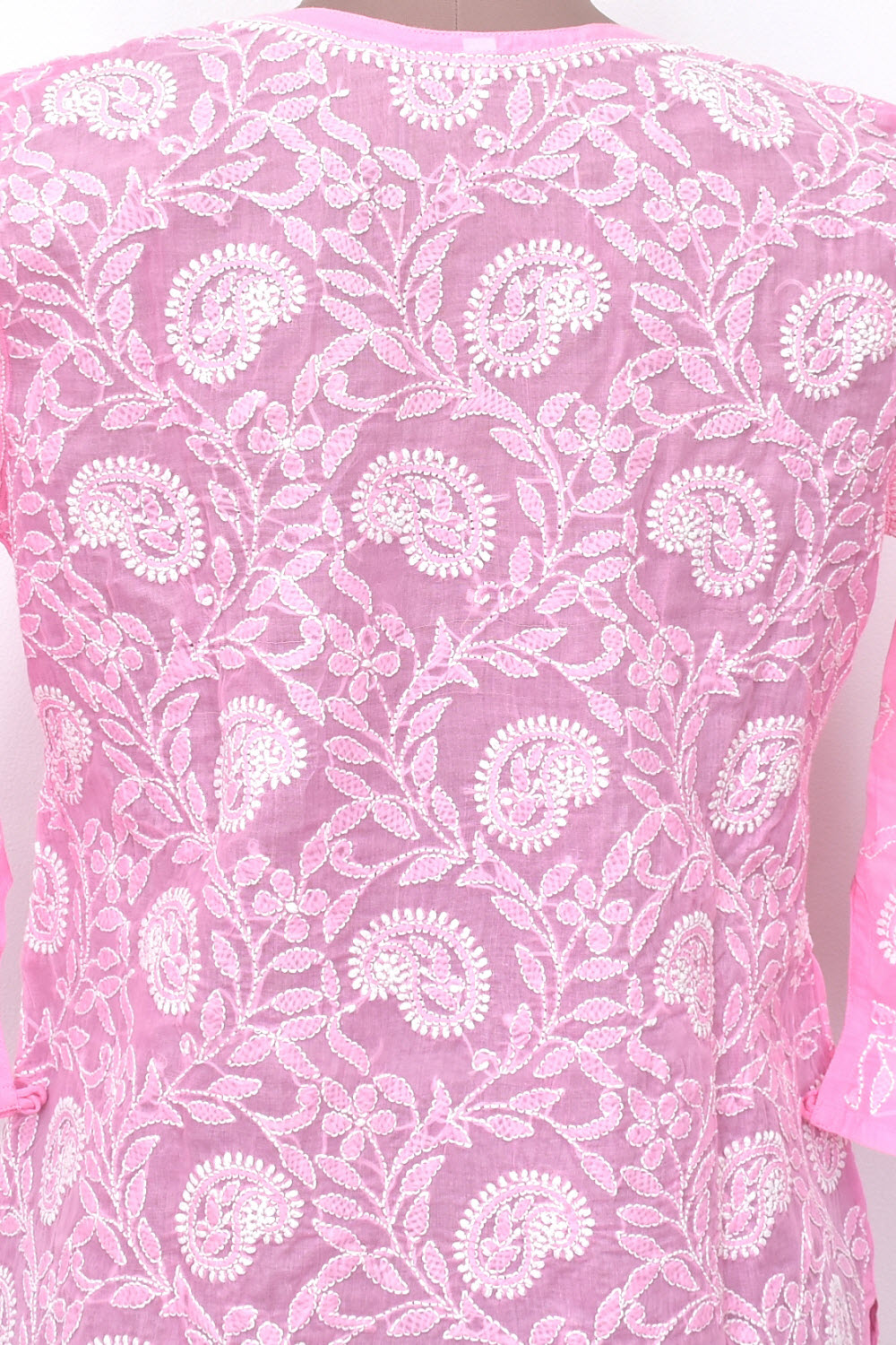 M 40 Pink Allover Chikankari Stitched Cotton Kurti 18310