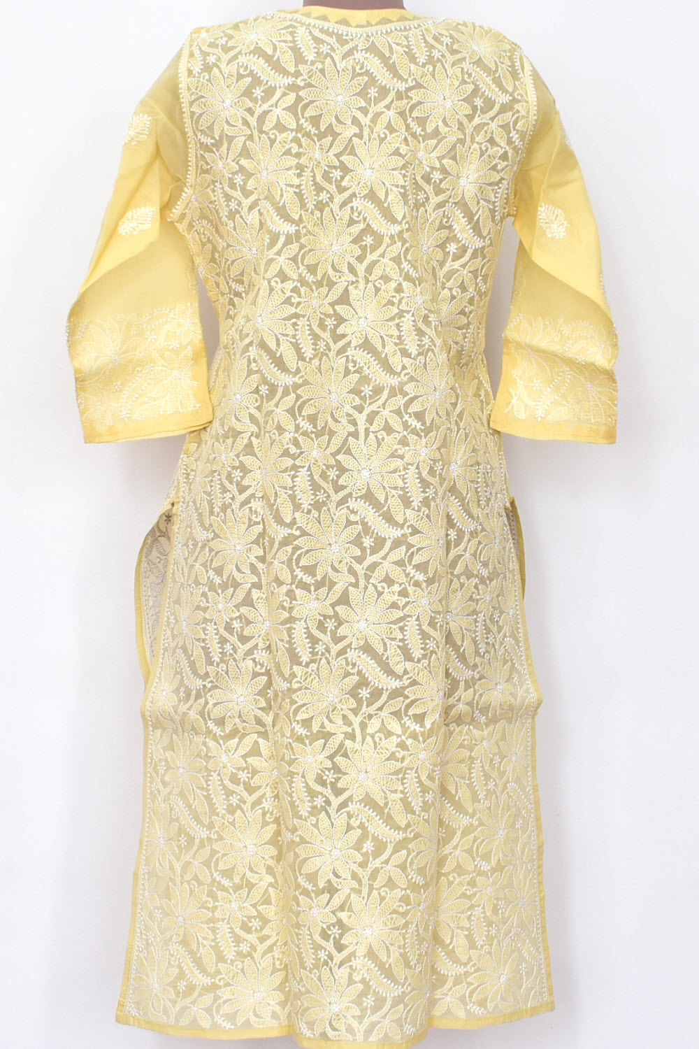 L 42 Fawn Allover Chikankari Stitched Cotton Kurti 18320