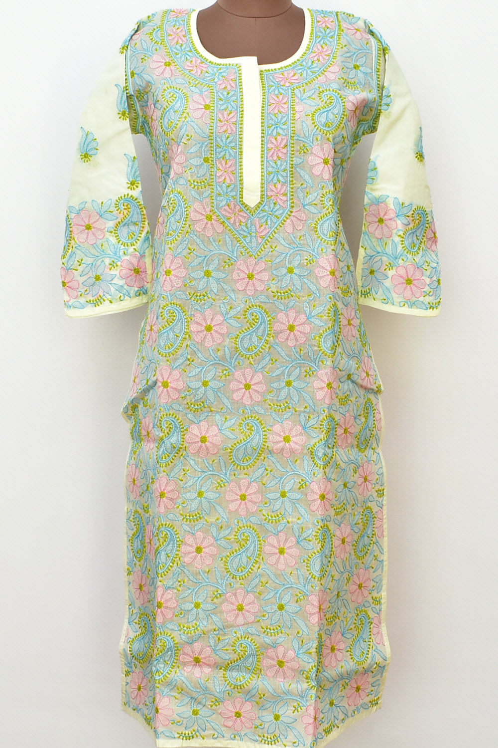 M 40 Multi-Color Chikankari Stitched Kurti 18325