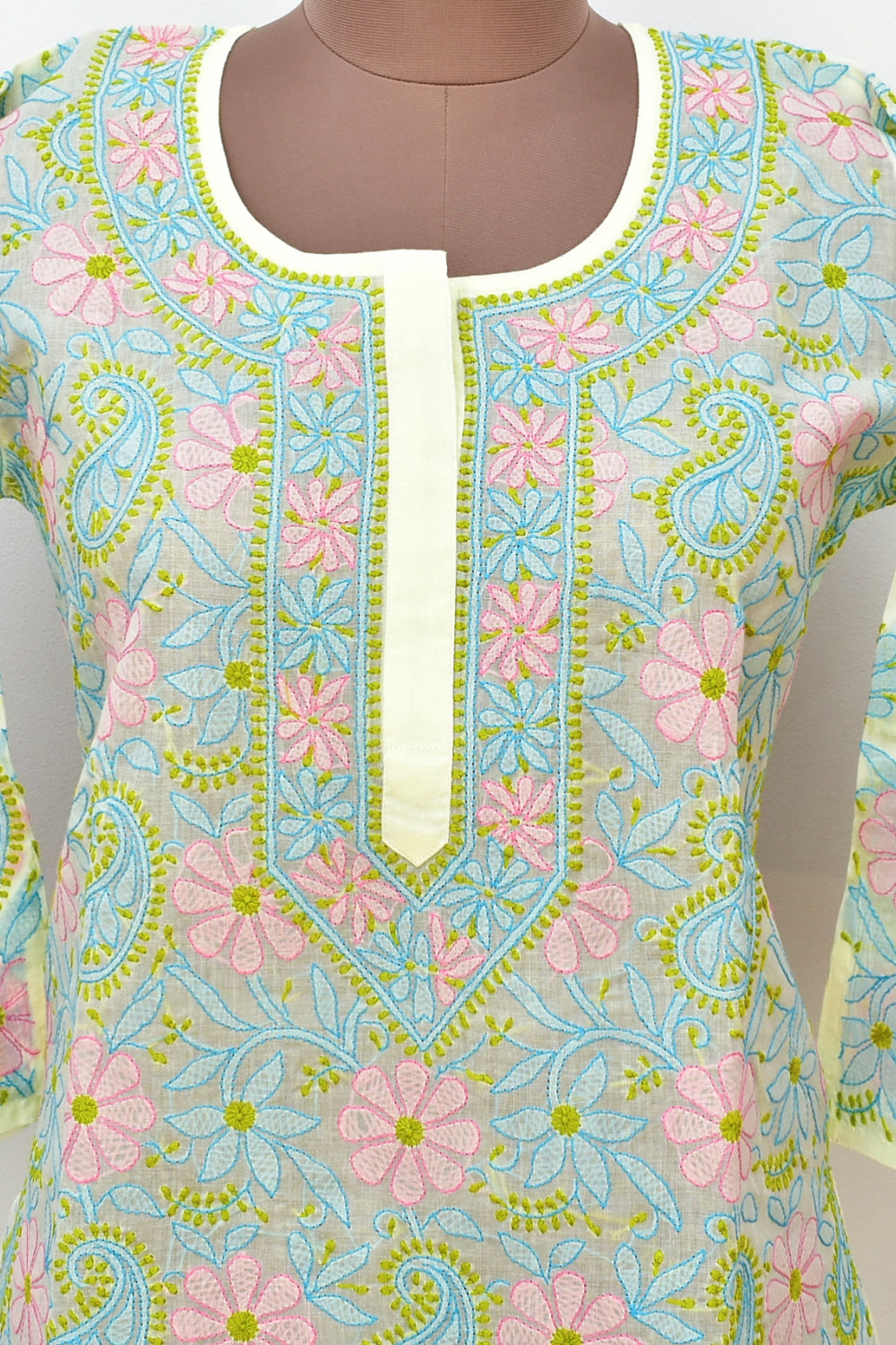 M 40 Multi-Color Chikankari Stitched Kurti 18325