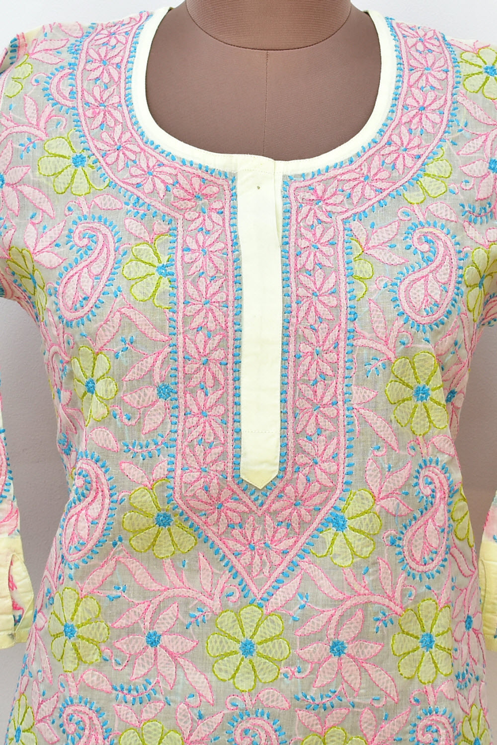 M 40 Multi-Color Chikankari Stitched Kurti 18328